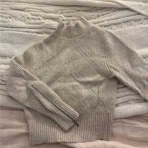 Express Cream Ribbed Knit Sweater